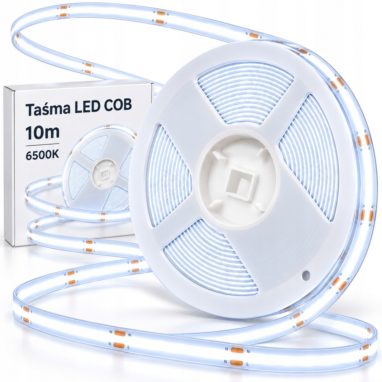 Studená bílá Cob Led páska 230V 10 m 6500K 9W/m do interiéru IP20 8 mm role