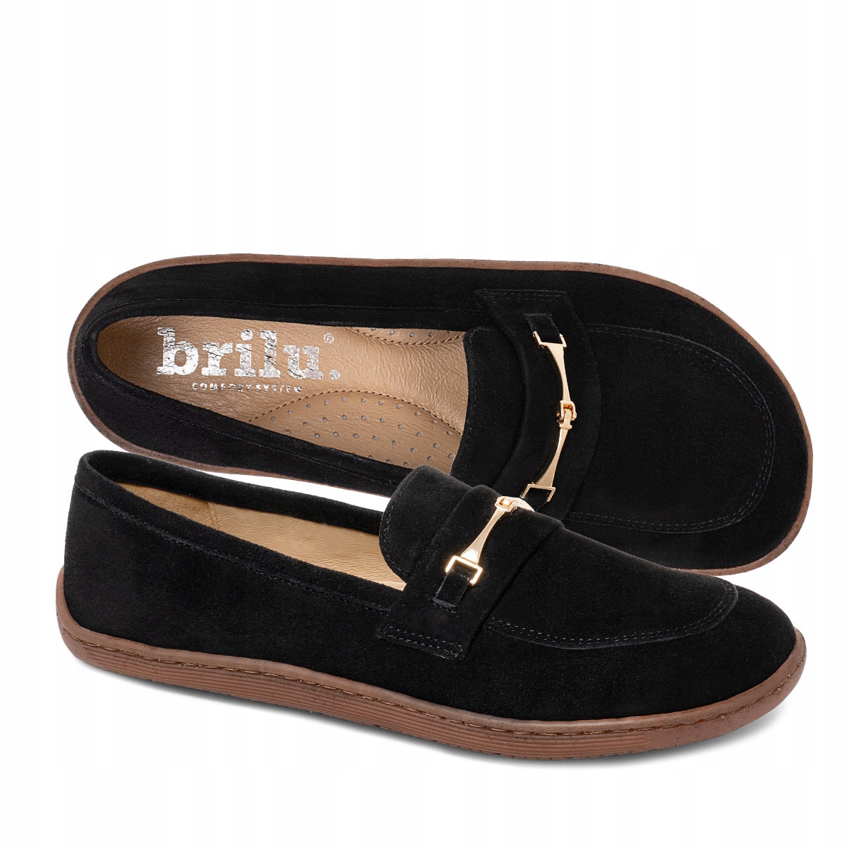 Brilu Polskie Damskie Skórzane Mokasyny Barefoot Elisse Czarne 38