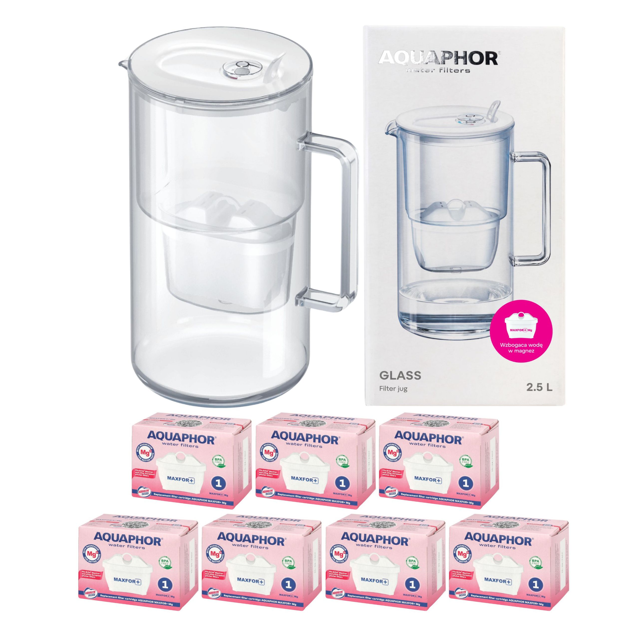 Filtrační Konvice Skleněný Aquaphor Glass 2,5 L 7 Filtrů Maxfor Mg