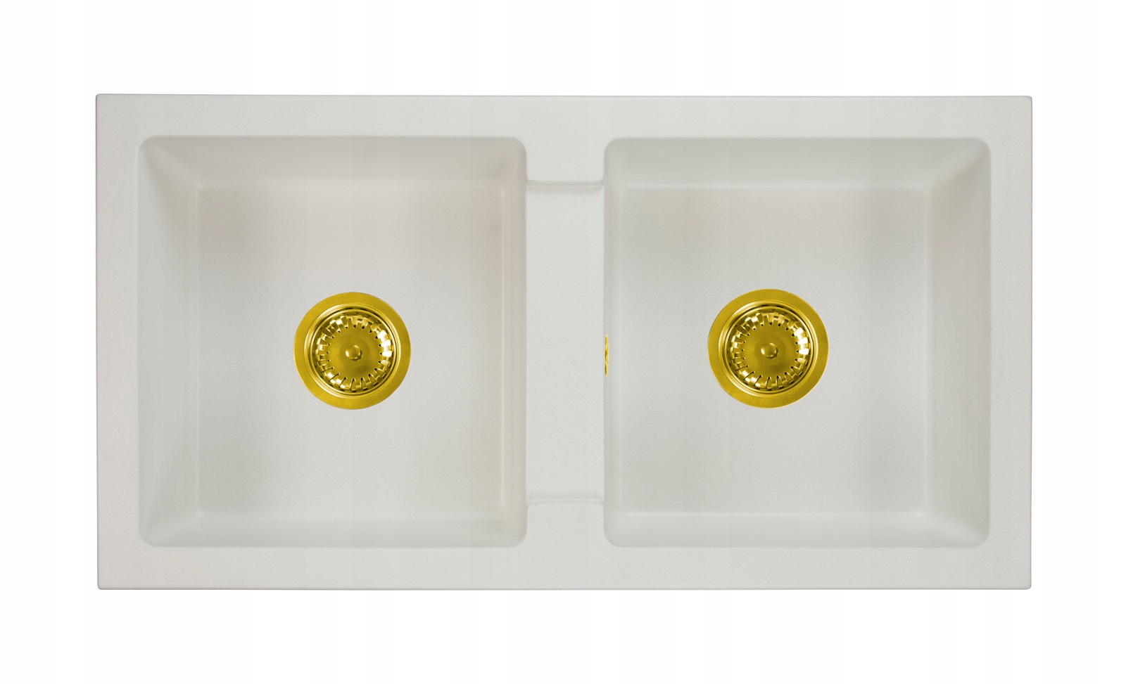 

Zlewozmywak granitowy dwukomorowy złoty syfon