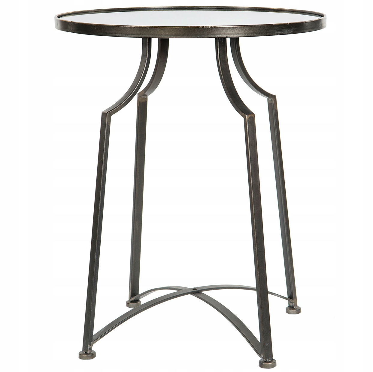 Stolík Silvia zrkadlová stolová doska štýl loft priemer 50 cm