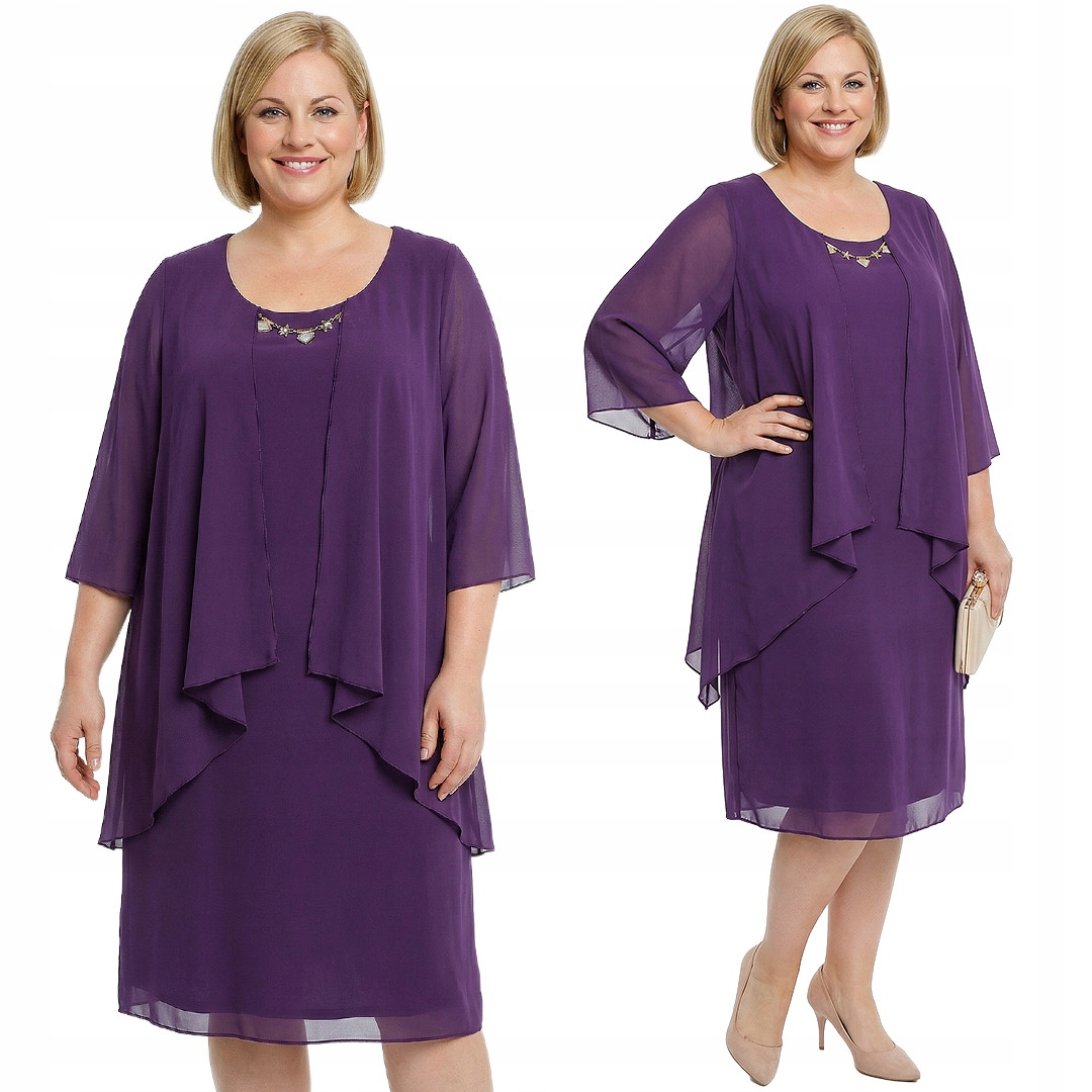 Fialová šaty se zlatou ozdobou plus size velikost 58