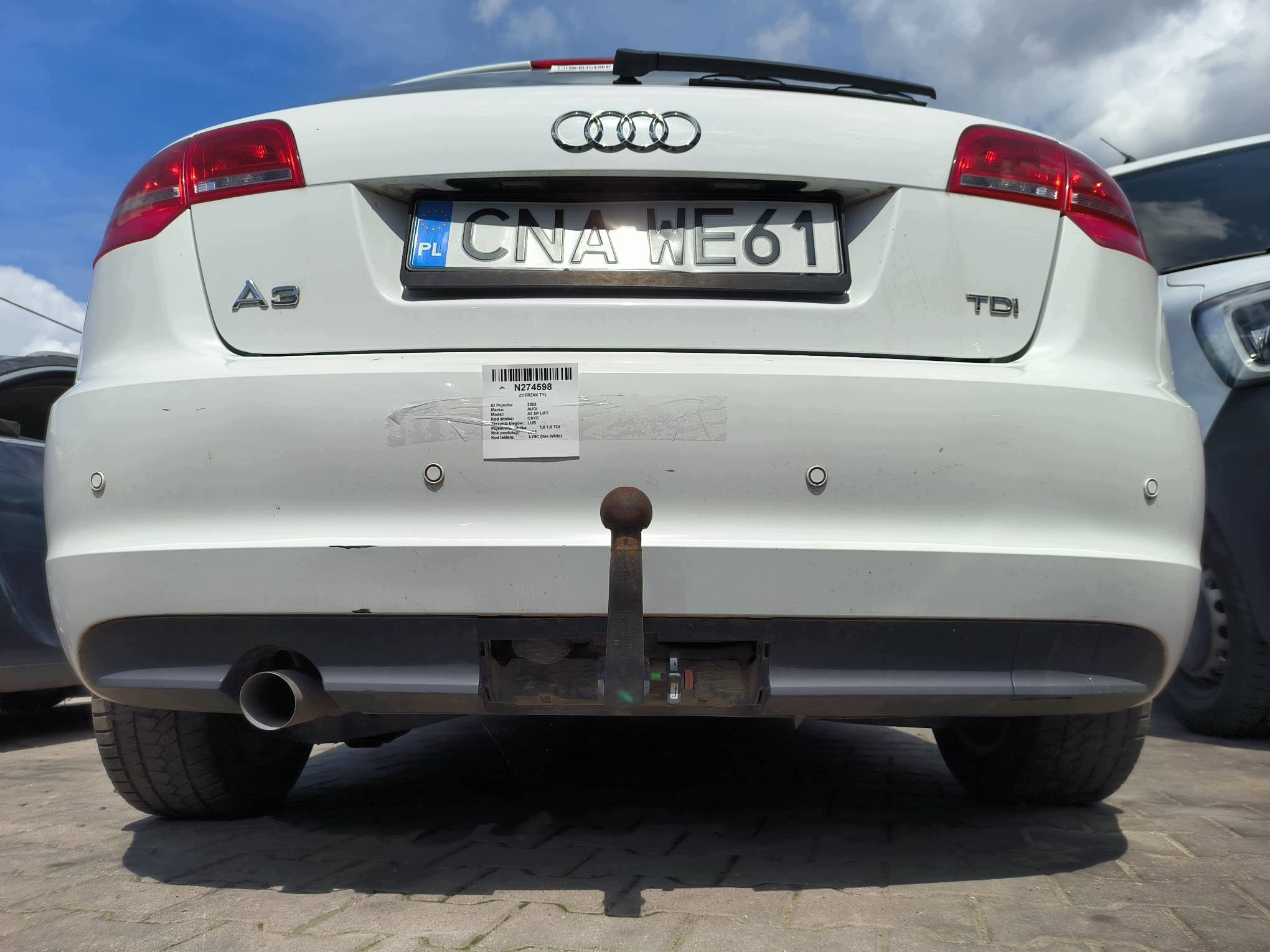 bumper rear part LY9C AUDI A3 8P LIFT