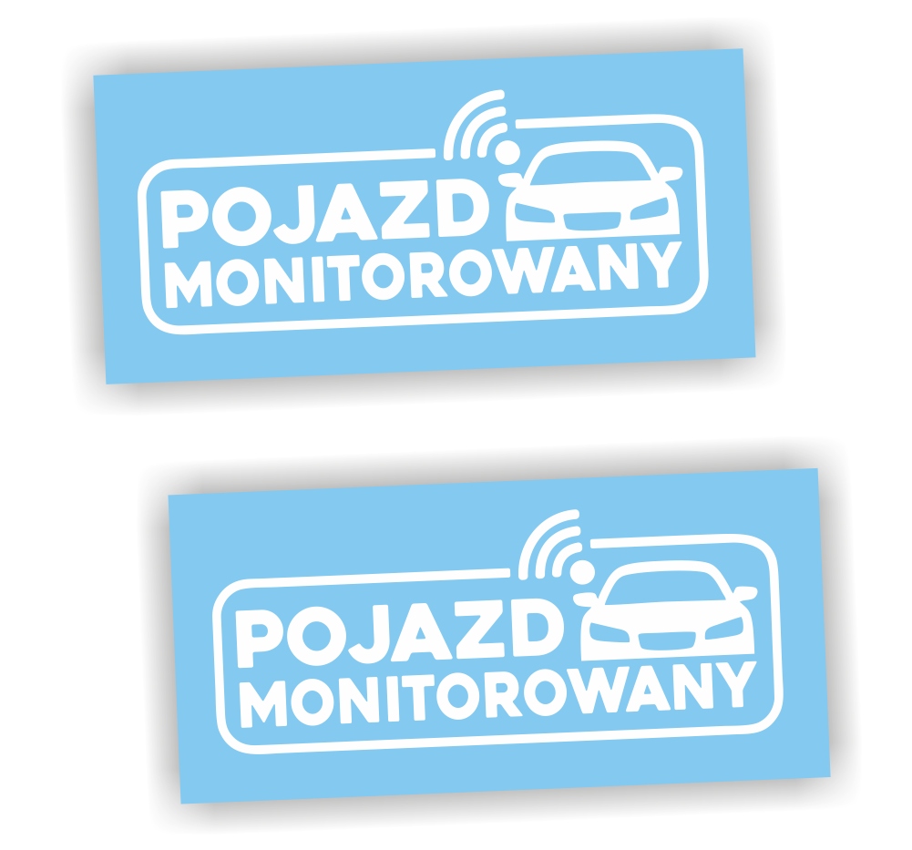 Naklejka Pojazd Monitorowany Gps 2 sztuki kolor Biały naklejki na samochód