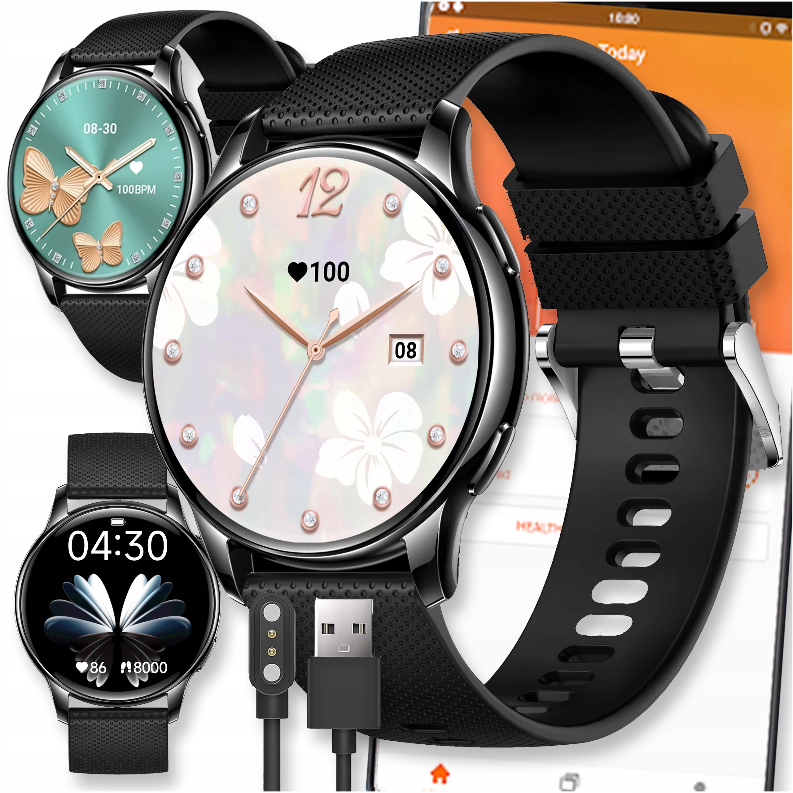 Smartwatch Zegarek Watch Damski Rozmowy Czarny Menu Polskie Puls Okrągły