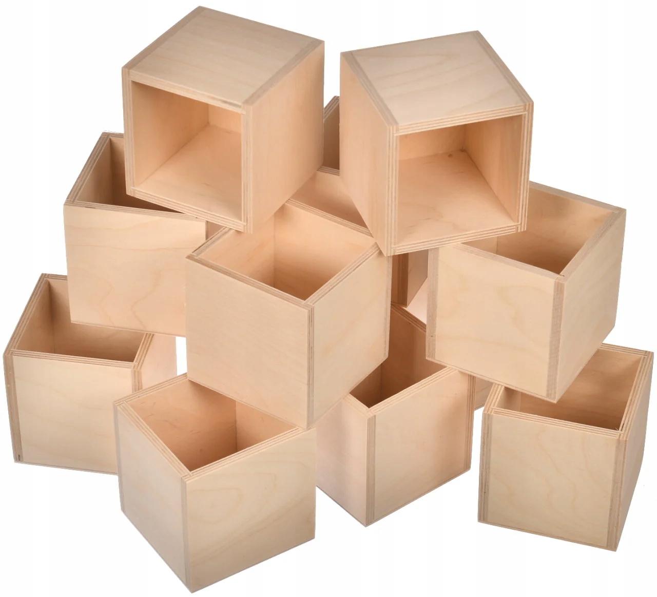 Sada 10 Ks dřevěných organizérů 10x10cm