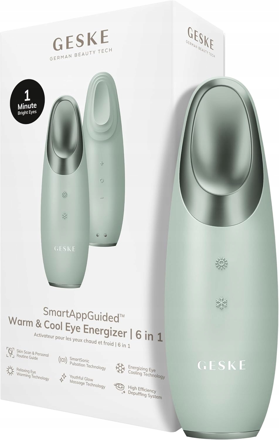 Geske elektrický masér pod oči Cool & Warm 6v1 s aplikací Beauty