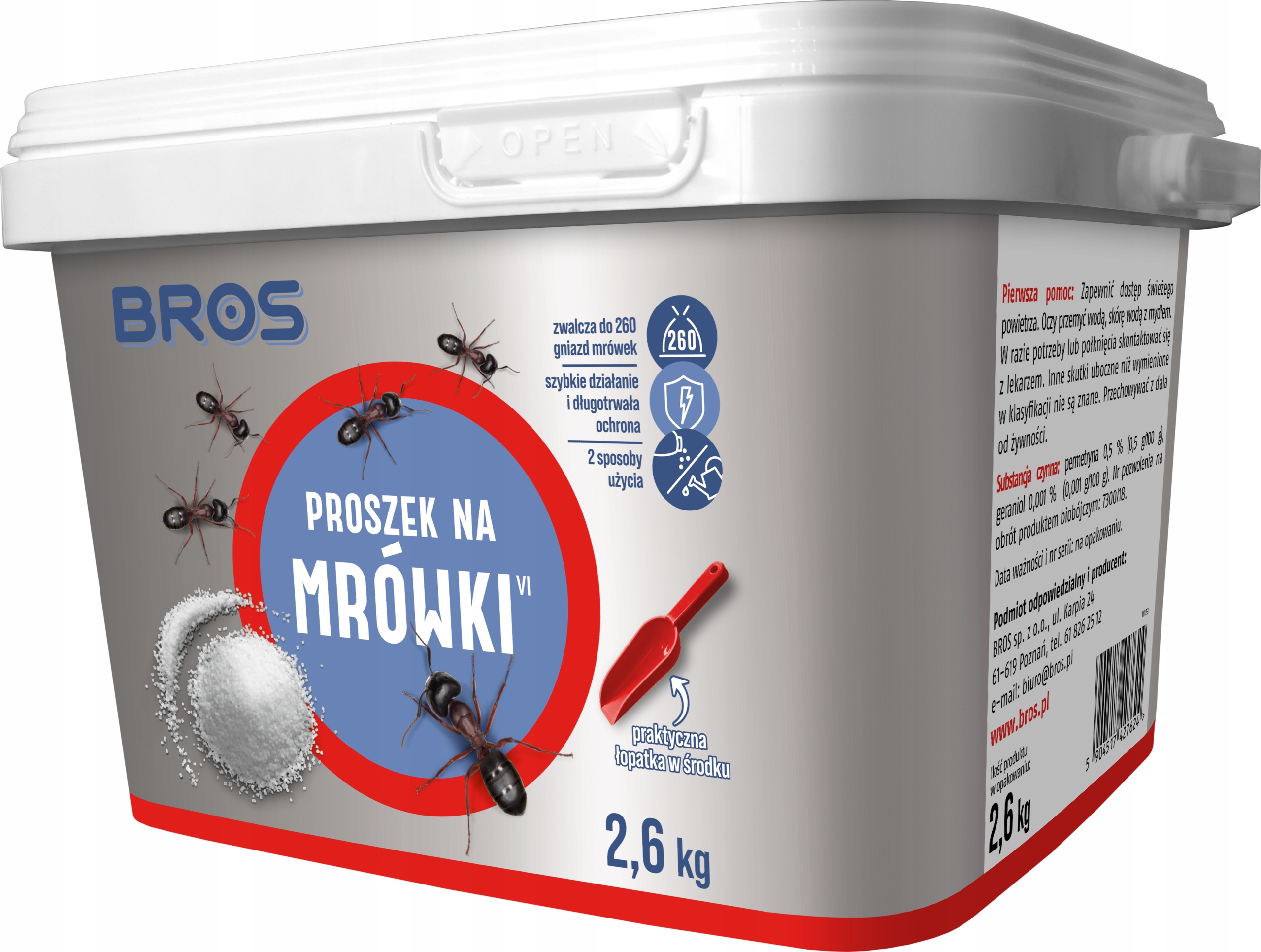 Bros Proszek na mrówki, likwiduje gniazda owadów 2,6 kg łopatka