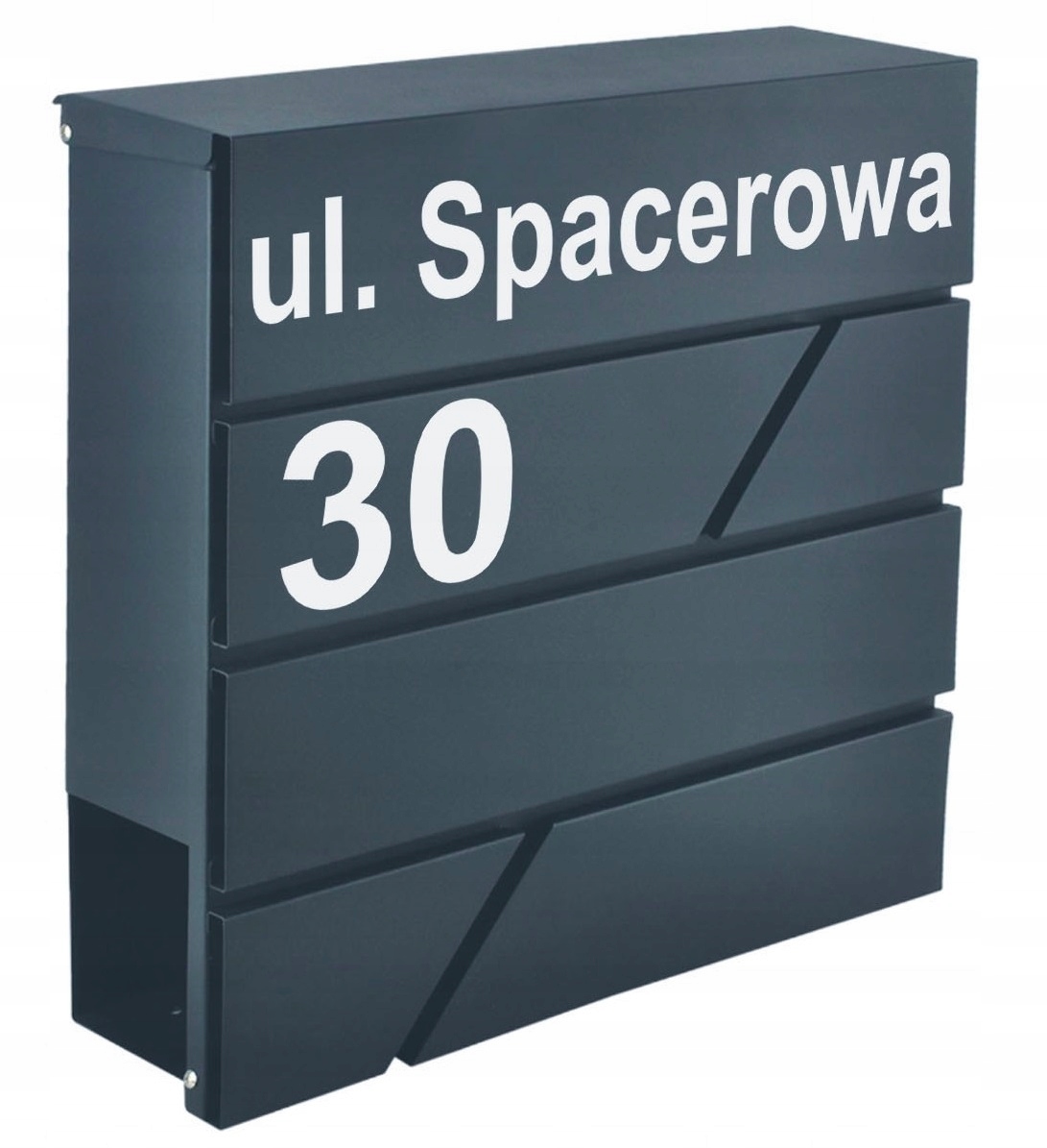 Poštovní Schránka Na Novinové Dopisy Antracit S Číslem Domu A Adresou Uv Tisk