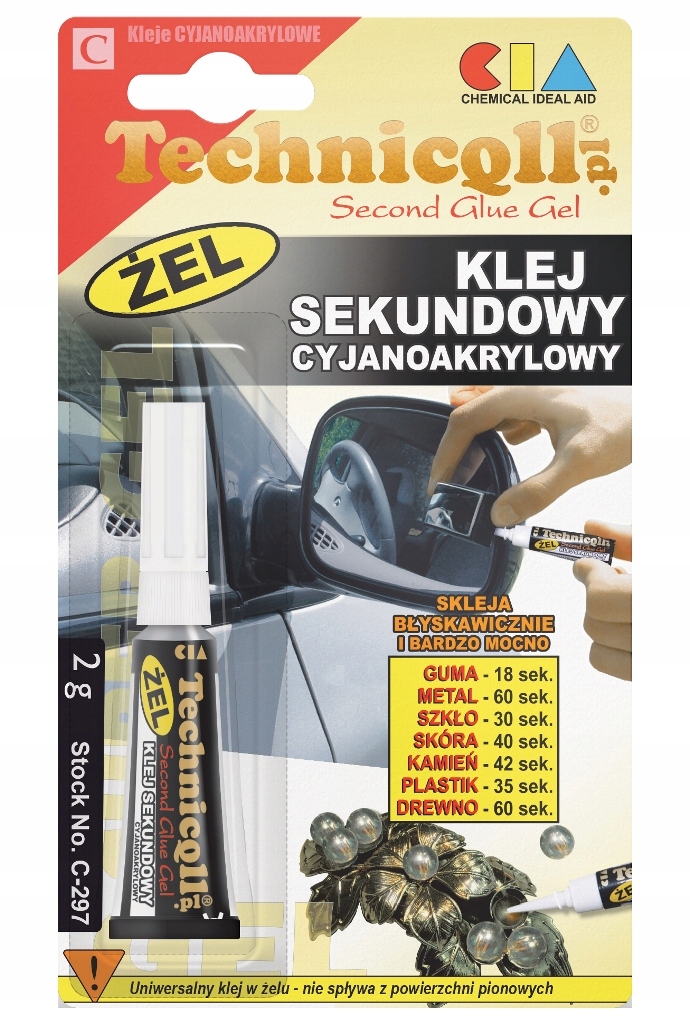 

Klej sekundowy w żelu do twardych tworzyw sztuczny