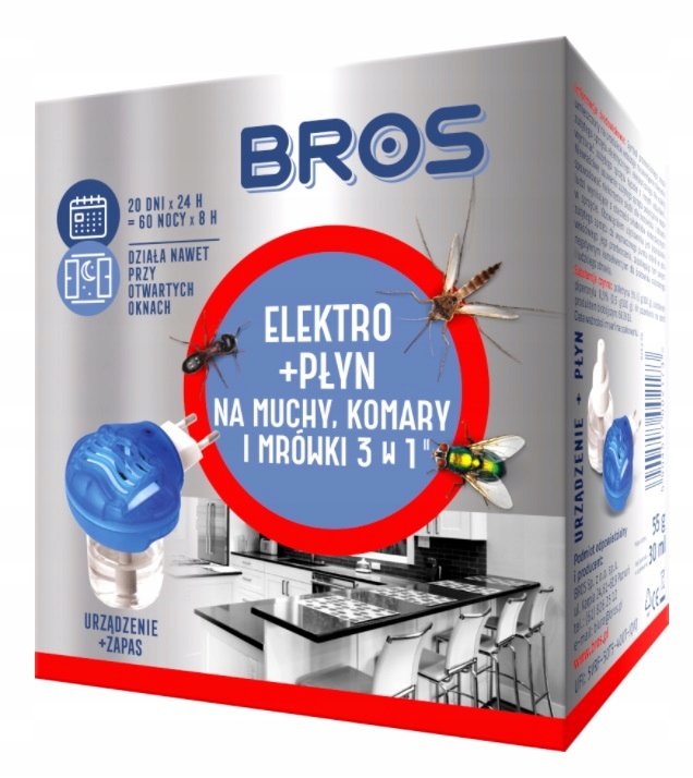 

Bros Elektro + Płyn 3w1 na Komary Muchy Mrówki