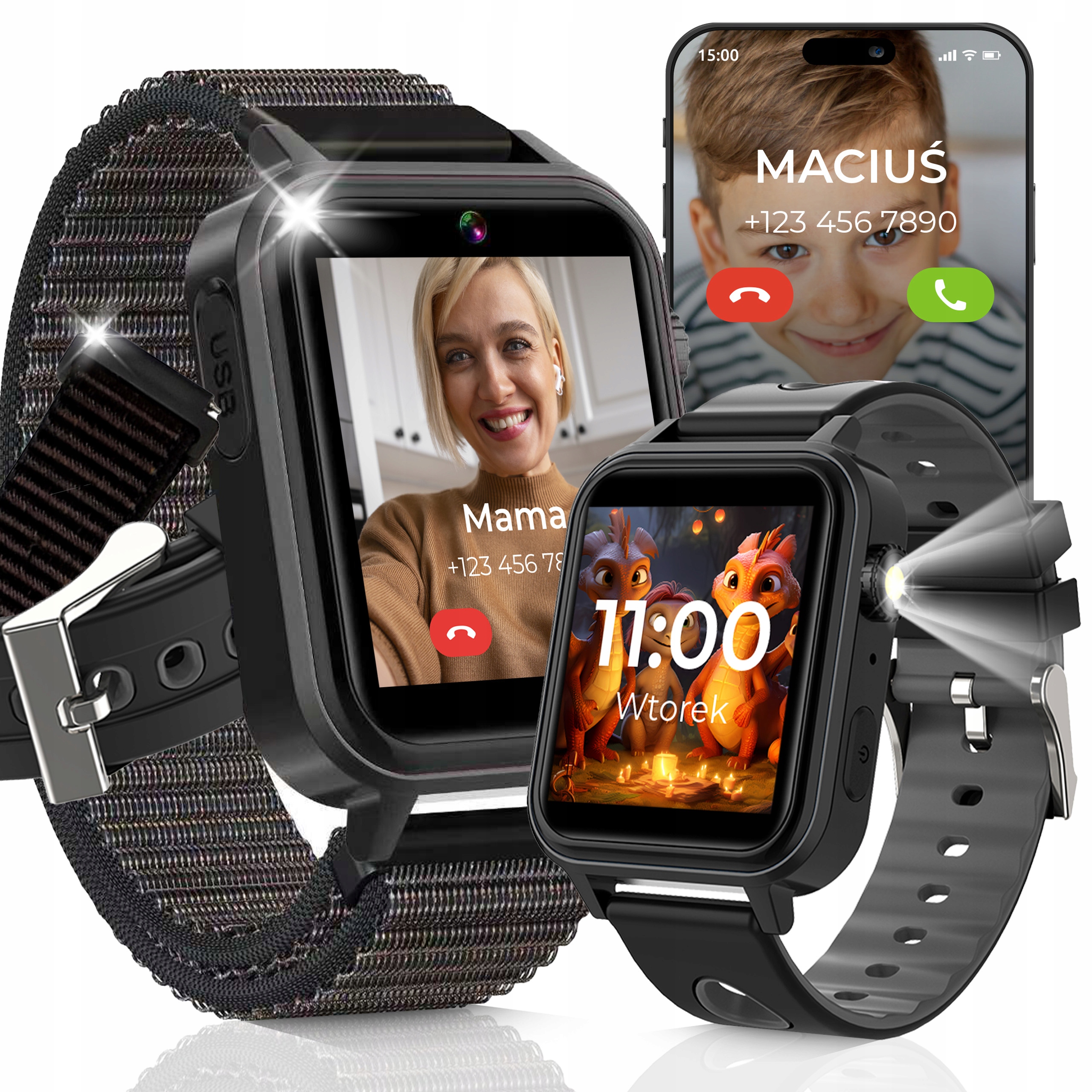 Smartwatch Zegarek Telefon Dla Dzieci Rozmowy Muzyka Gry Latarka Krokomierz