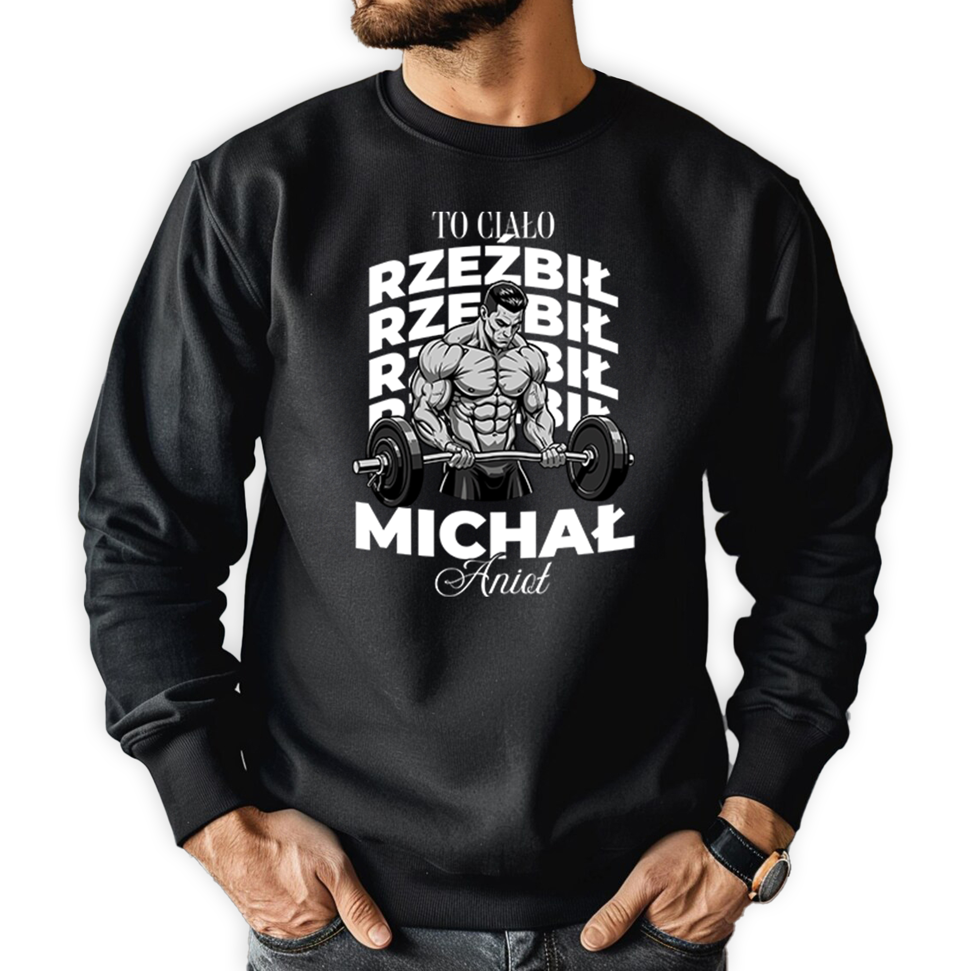 Mikina Černá Pánská Dárek Pro Trenéra Toto Tělo Vyřezal Michelangelo XL