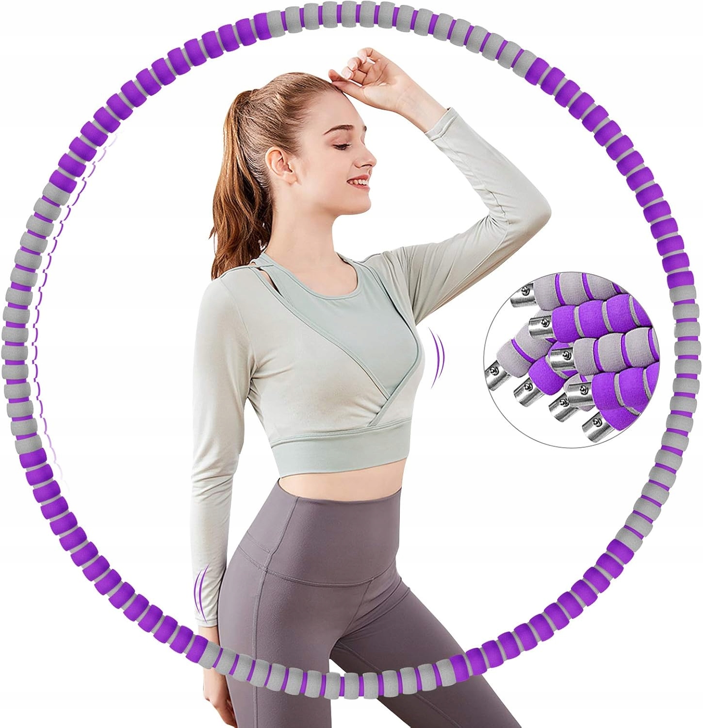 Hula Hop Piankowe Sportowe Odchudzające Fitness Fioletowo-szare 1,2kg 85cm