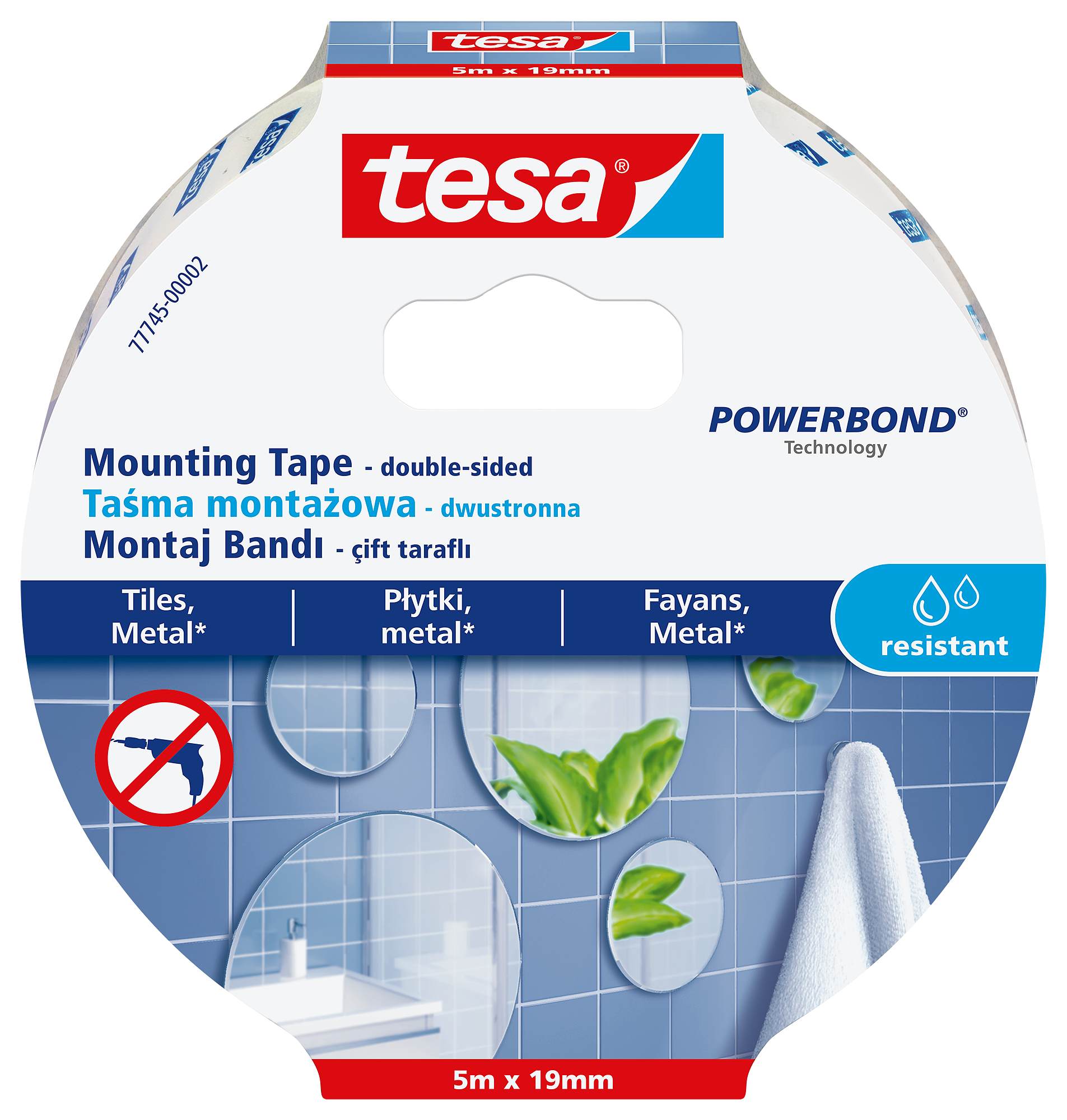 

Taśma montażowa do luster 5metrów 19mm Tesa 77745