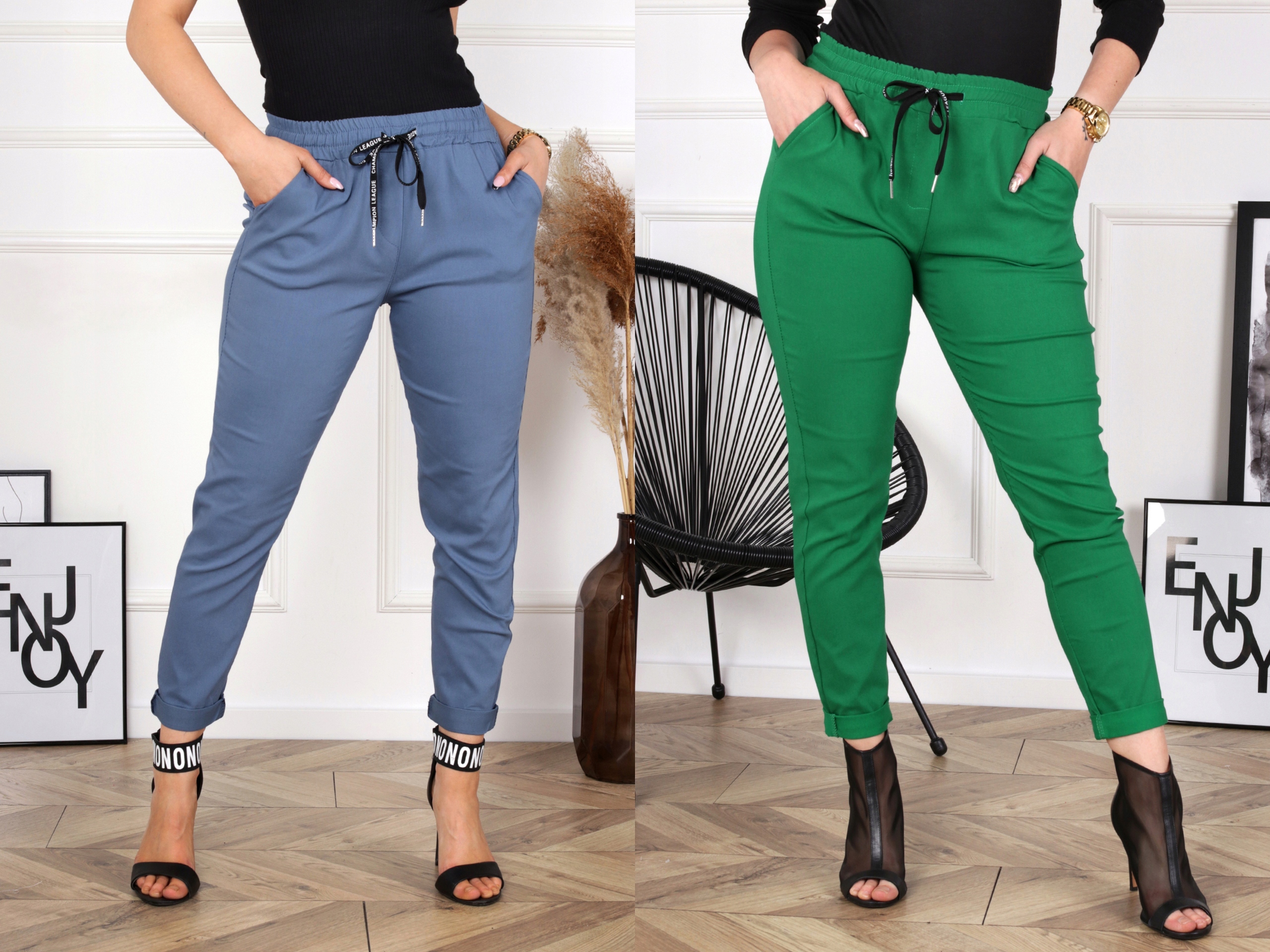 SPODNIE DAMSKIE RURKI CYGARETKI KLASYCZNE MODNE WYGODNE ELASTYCZNE 48 4XL Stan (wysokość w pasie) wysoki