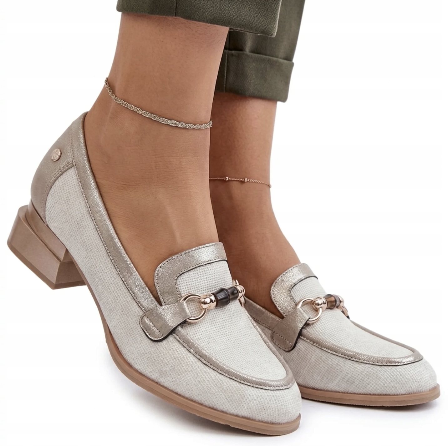 Półbuty Mokasyny Damskie Na Słupku Jezzi ASA267-11 Białe Buty Ekoskóra 40