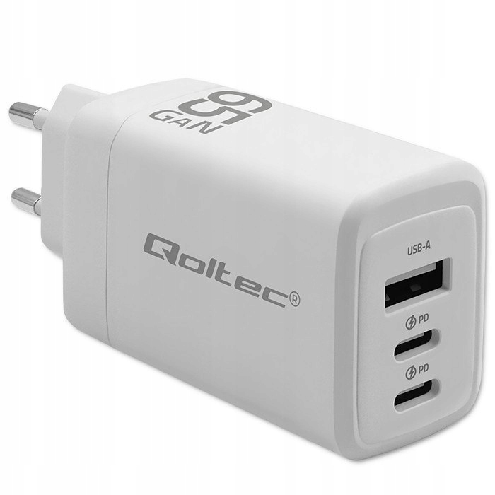 Ładowarka sieciowa 65W GaN 5-20V 3-3.35A 2xUSB-C Pd 1xUSBQC 3.0 B