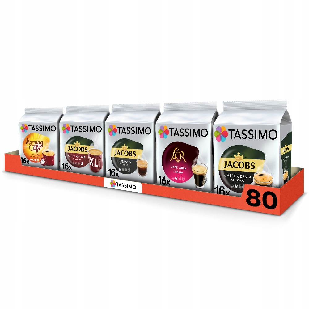 Kapsułki Tassimo mix kaw czarnych, espresso, Morning Cafe 5 opakowań