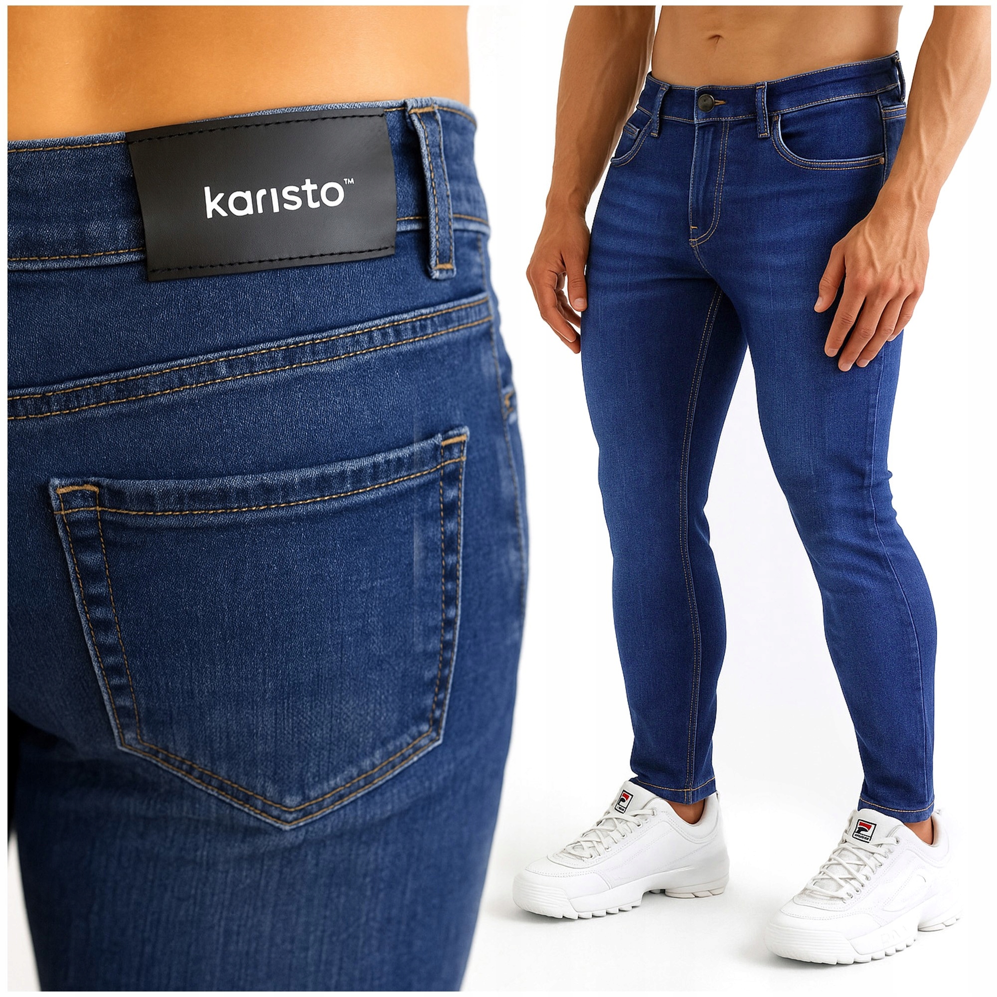 Pánské elegantní džínové kalhoty s oděrkami, tmavě modré vel 34