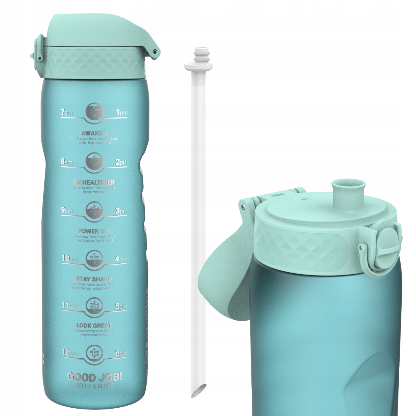 Bidon Ze Słomką Motywacyjny Motivator Z Rurką Sportowy Ustnik ION8 1 L