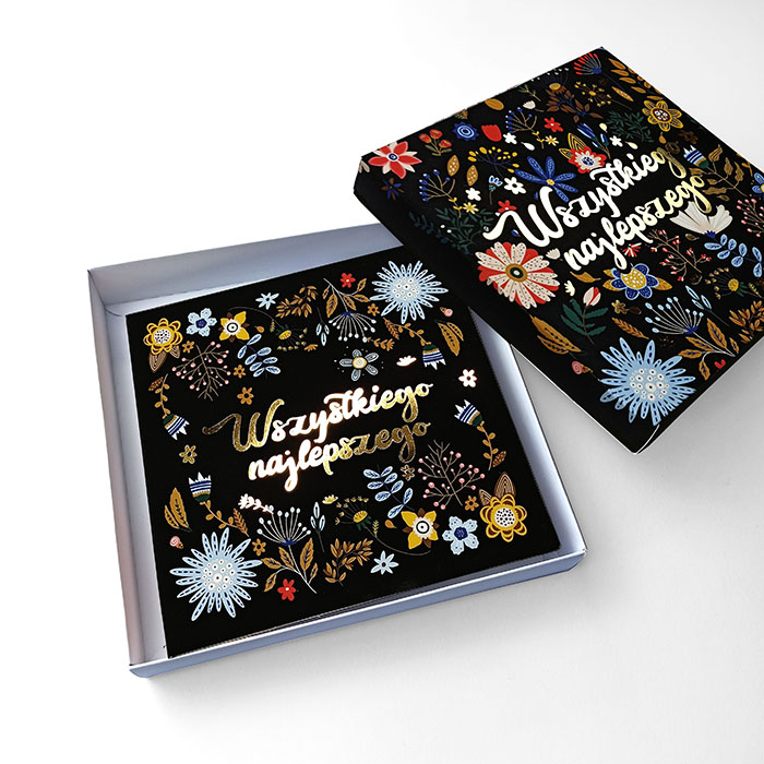 Kartka z życzeniami, uniwersalne pudełko z kartką