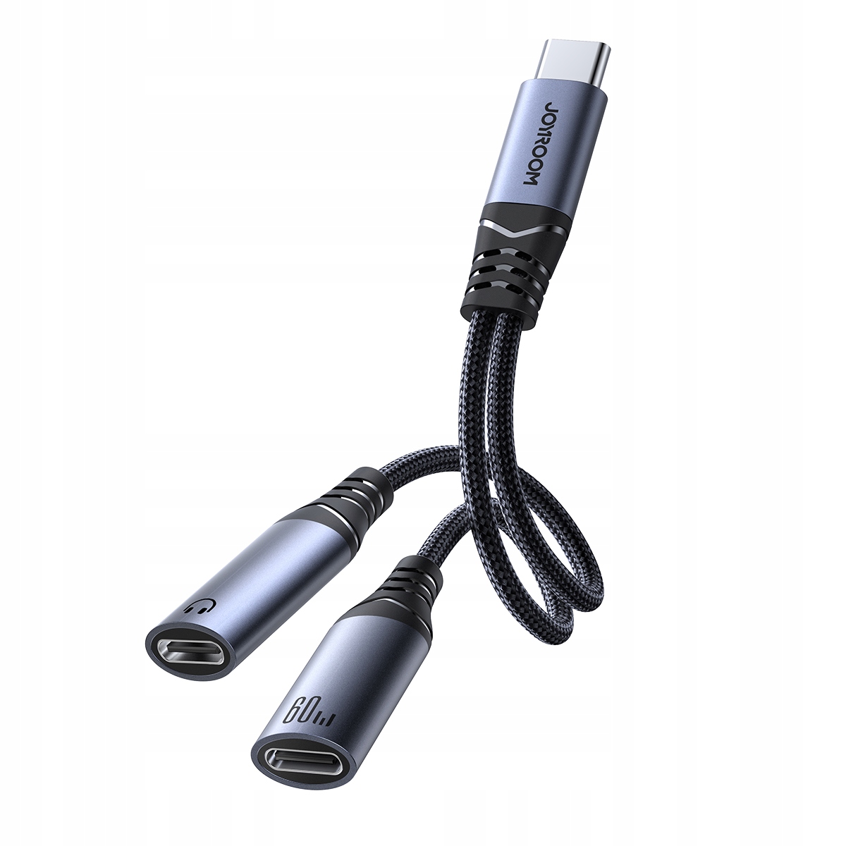 2w1 Adapter przejściówka ładowarka słuchawki Usb-c do 2x Usb-c czarny