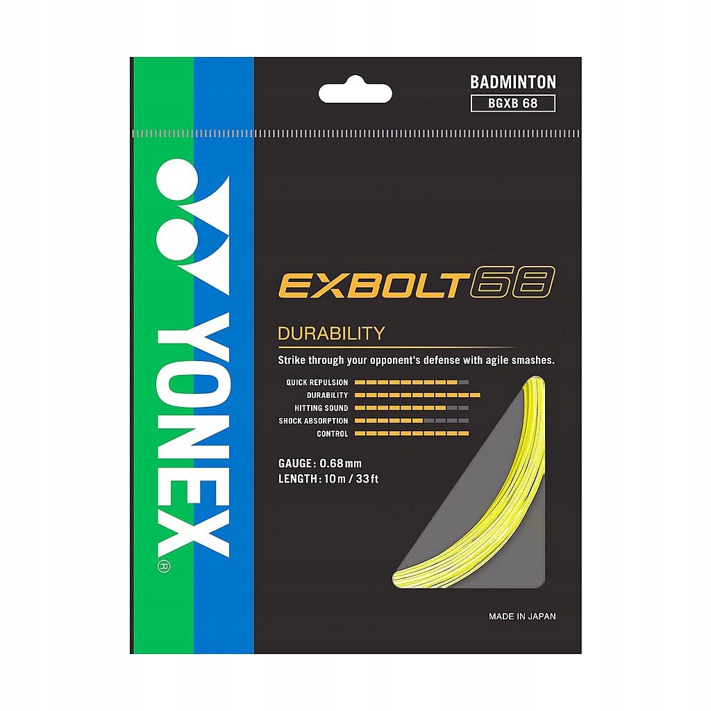 Naciąg do badmintona Yonex Exbolt 68 Żółty 0,68 mm 10 m