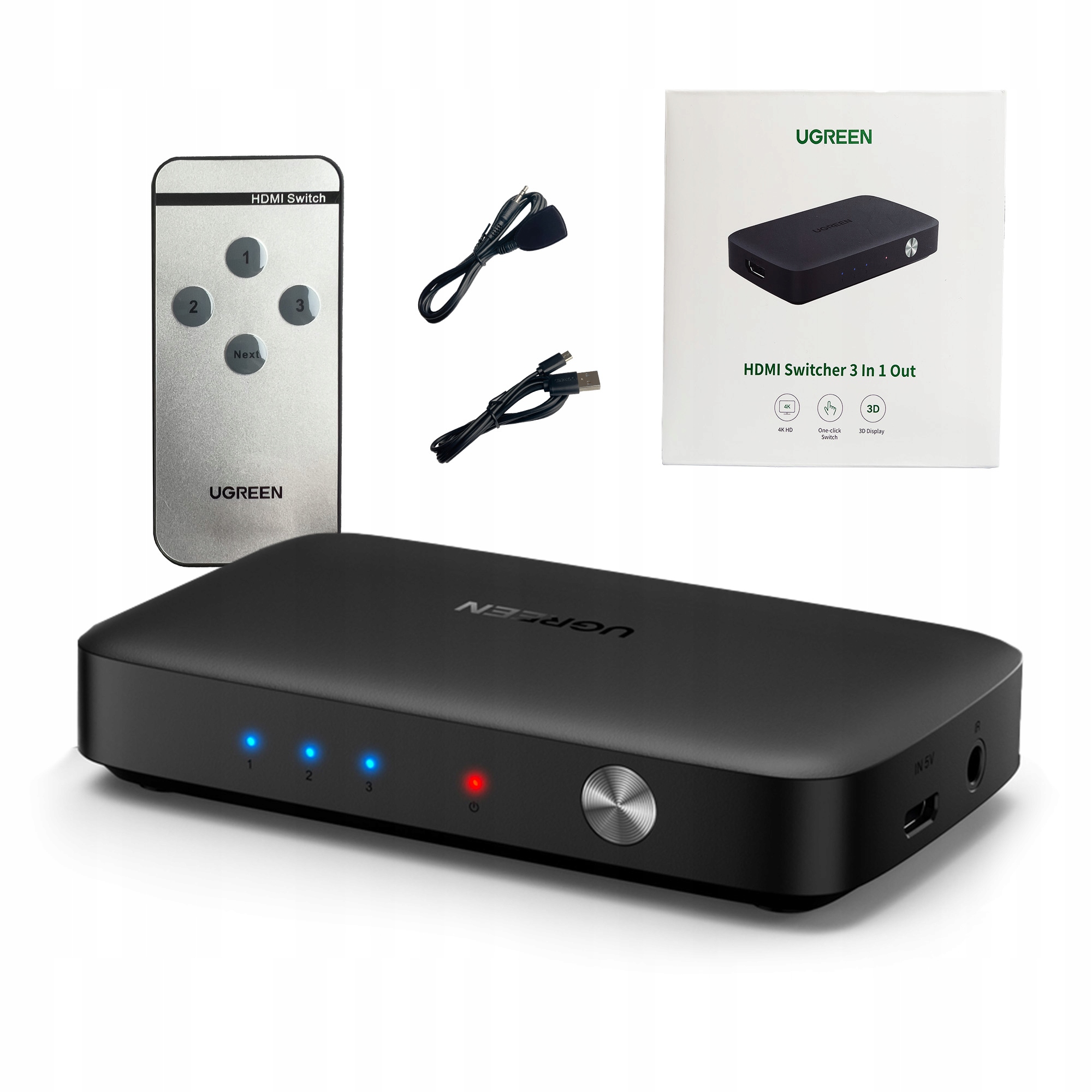 

Ugreen Rozdzielacz Switch 3x Hdmi 4K Przełącznik