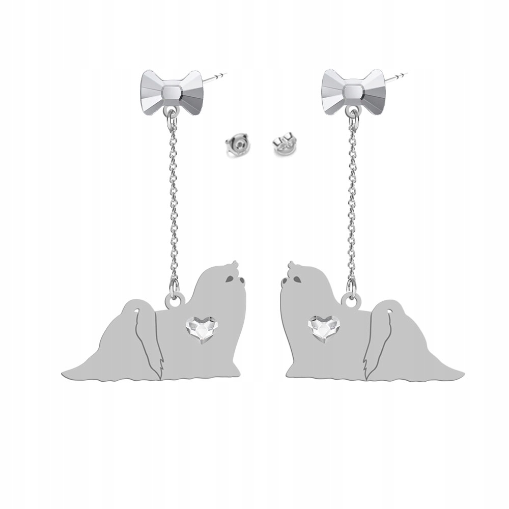 Stříbrné Náušnice s maltézským psem 925 Šperky Dárek Žena Gravírování