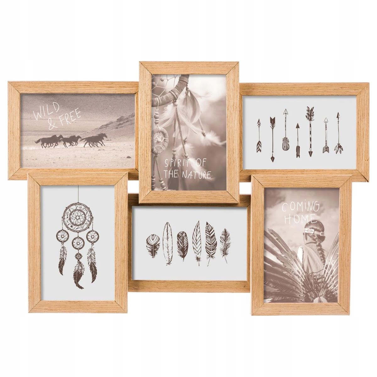 

Drewniana ramka ścienna na 6 zdjęć multirama loft