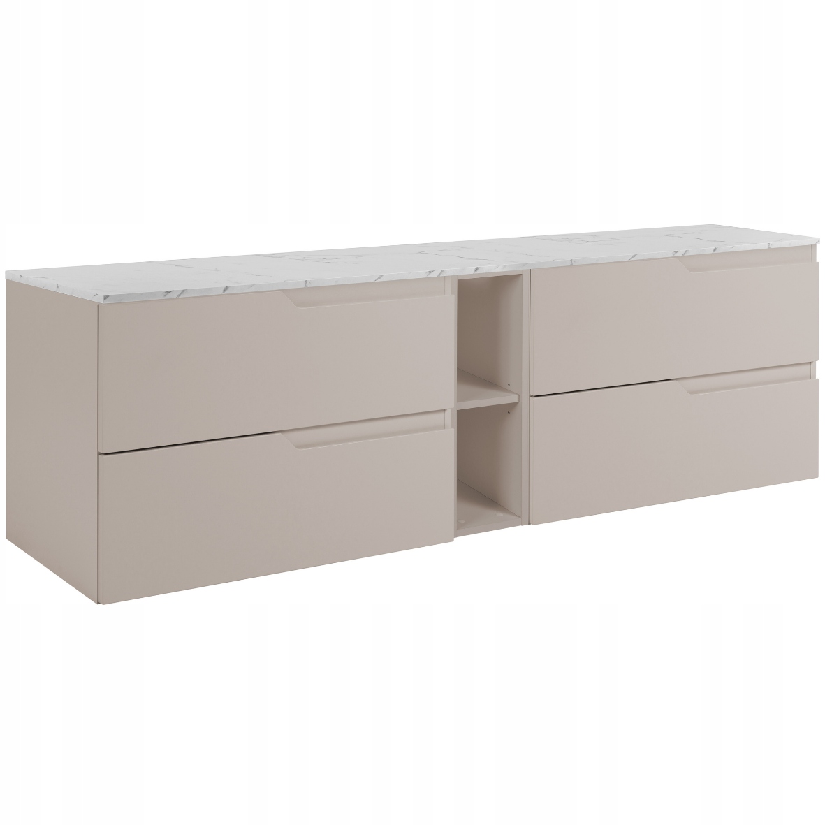 Koupelnová skříňka Pod Umyvadlo 140 kašmírová přední strana Mdf Pracovní deska mramor