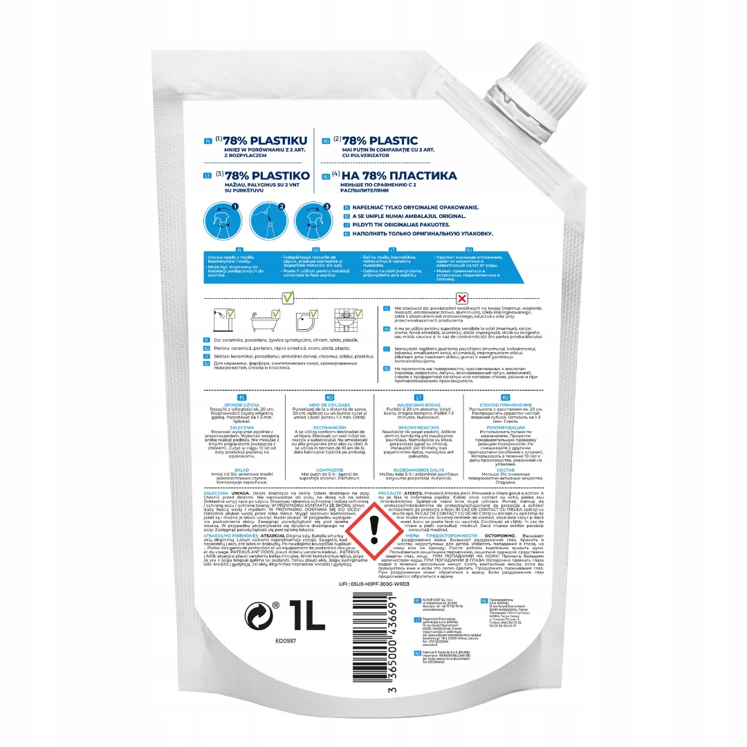 STARWAX KABINA PRYSZNICOWA 1L 43669 EKO ZAPAS Pojemność 1 l