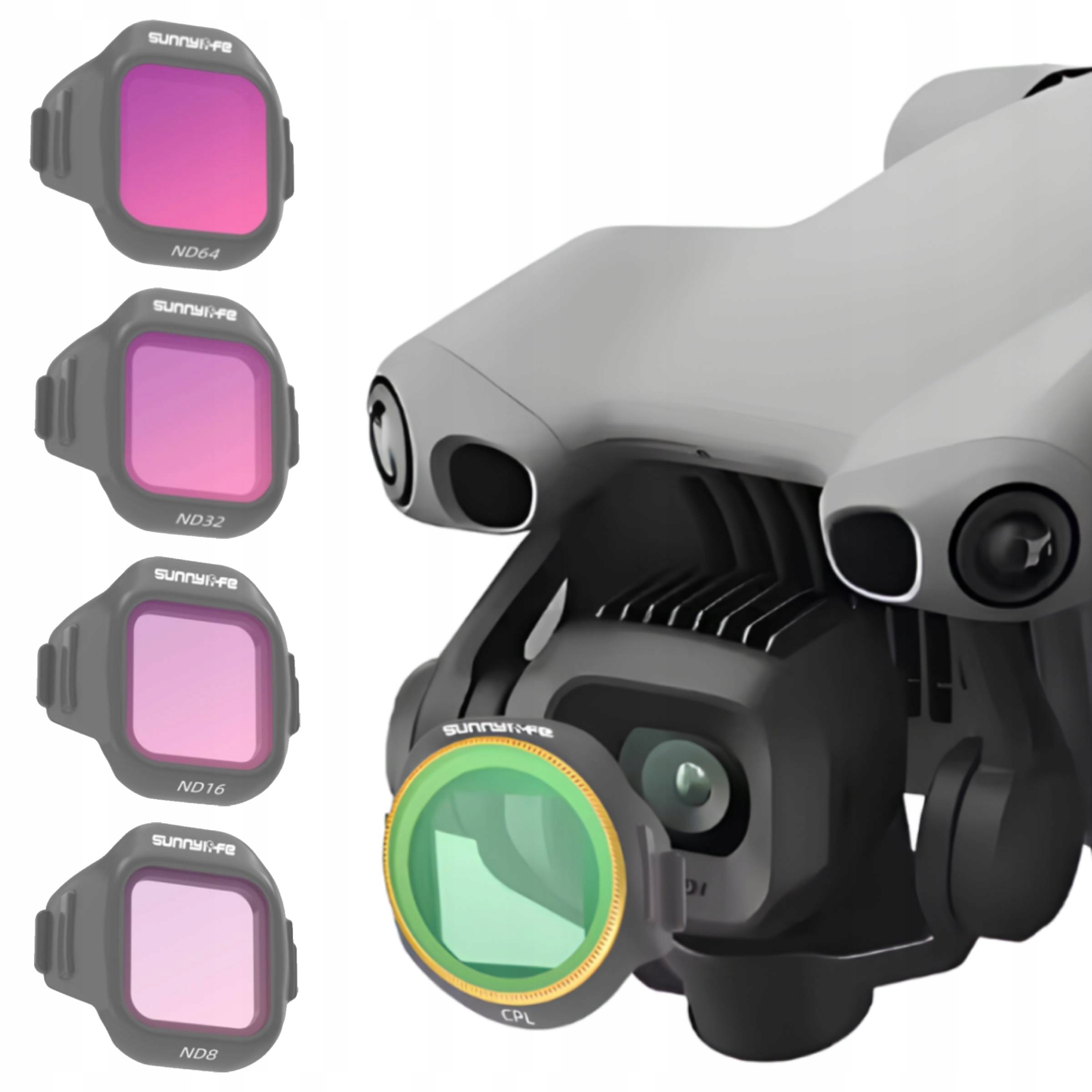 Sada 4 šedých filtrů pro dron Dji Mini 5 Pro ND8 ND16 ND32 ND64