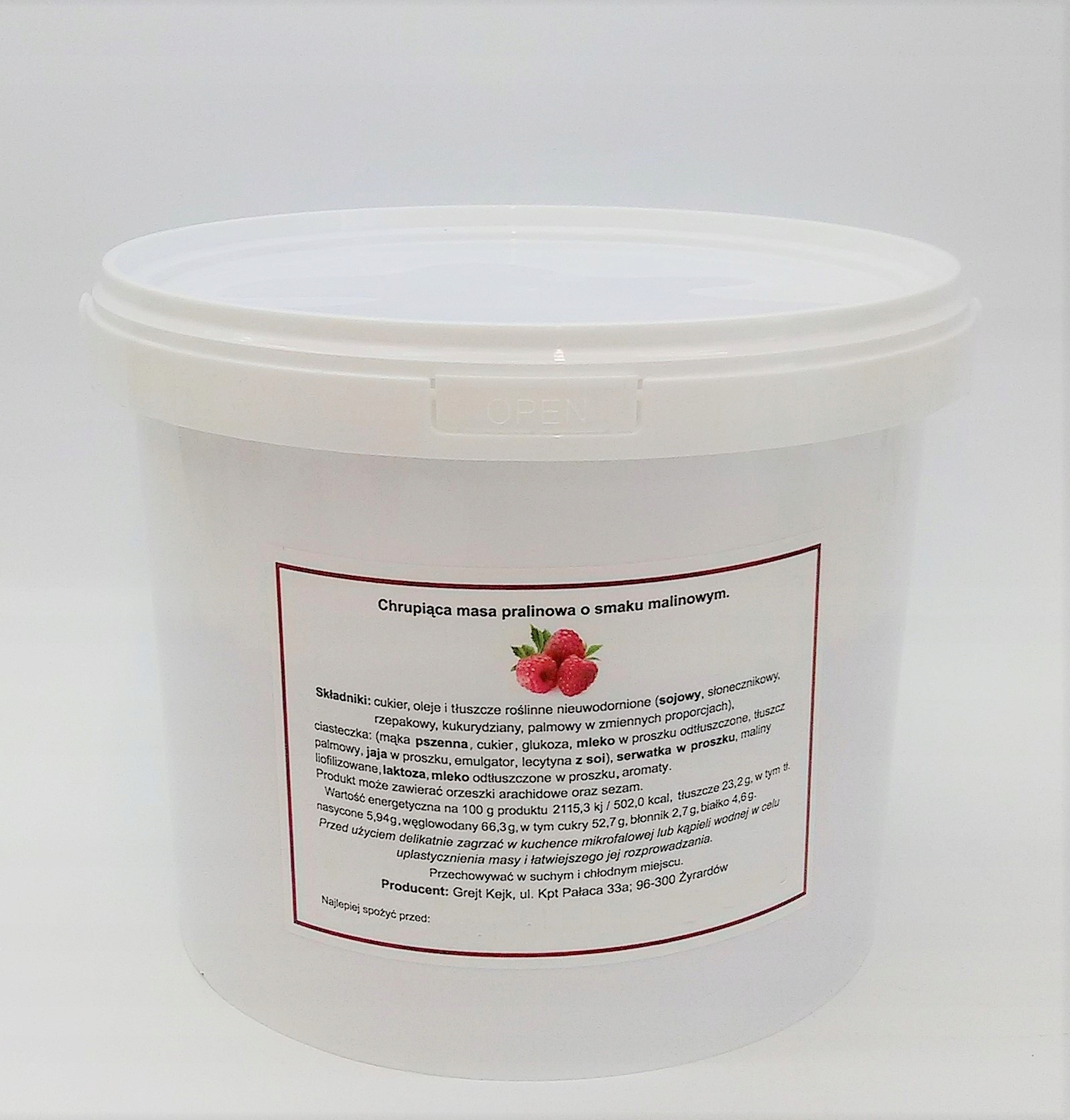 Křupavá pralinková hmota Grejt Kejk Malina 0,5 kg