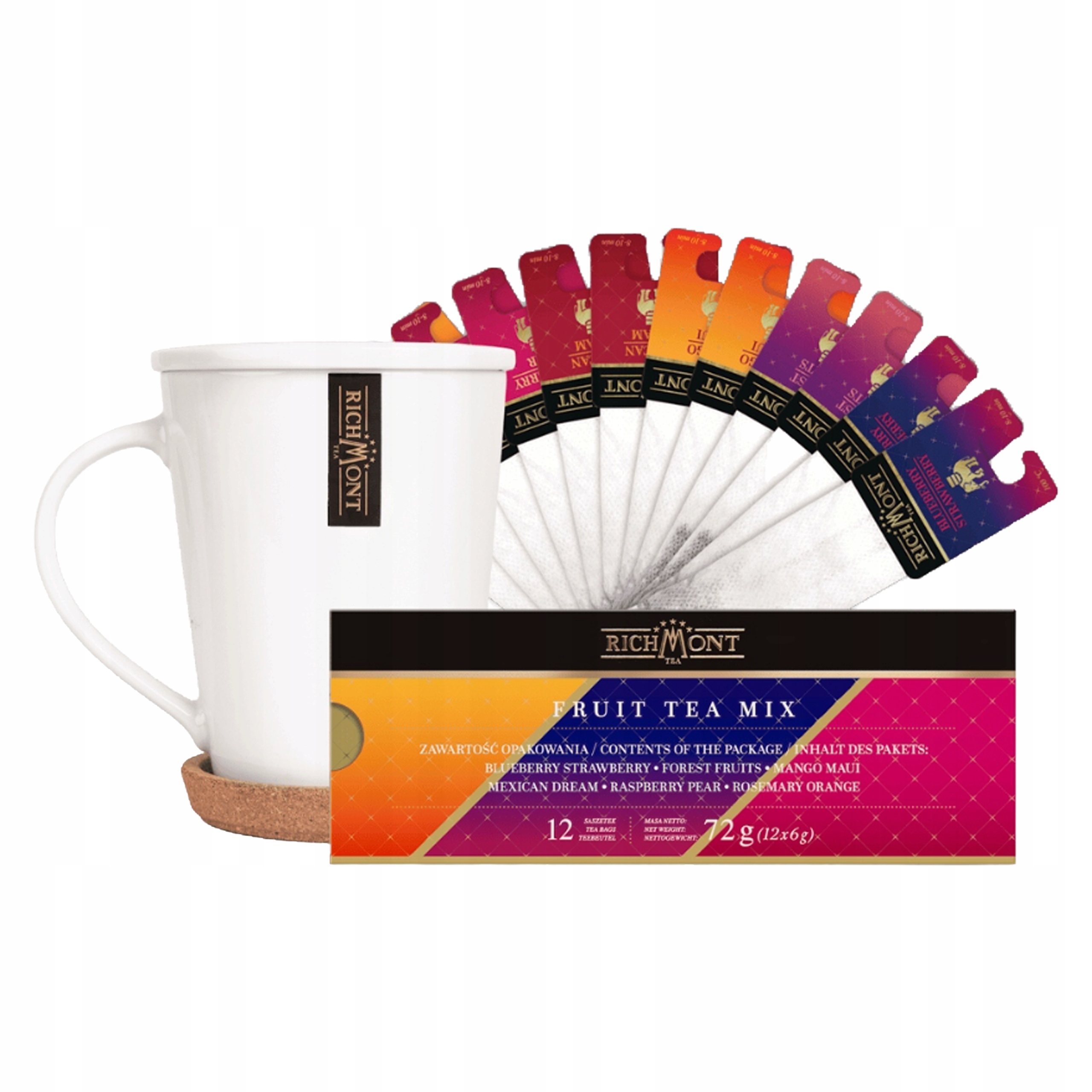 Richmont Sada ovocno-bylinných čajů Fruity Tea MIX 12 sáčků Hrnek