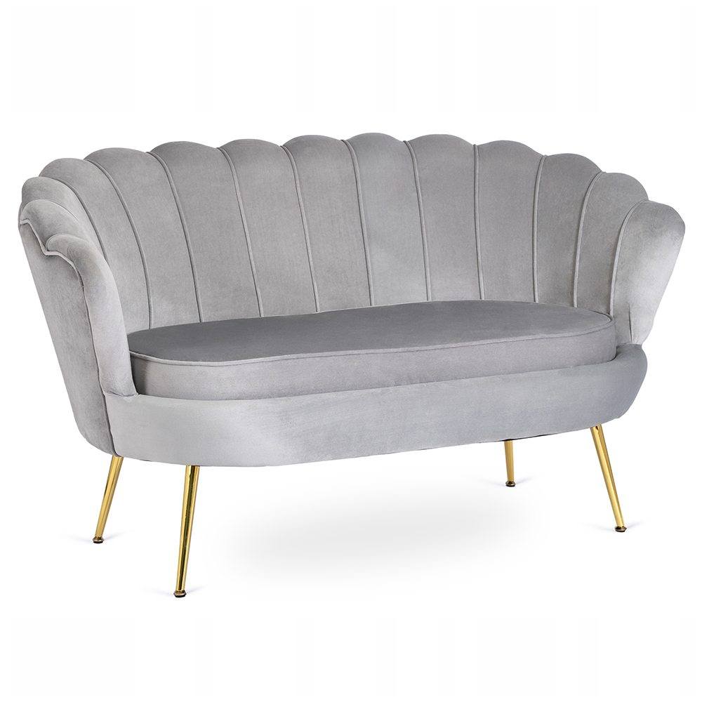 Pohovka Šedá Muszelka Dvoumístná Velurová Glamour Zlatá Zendaya