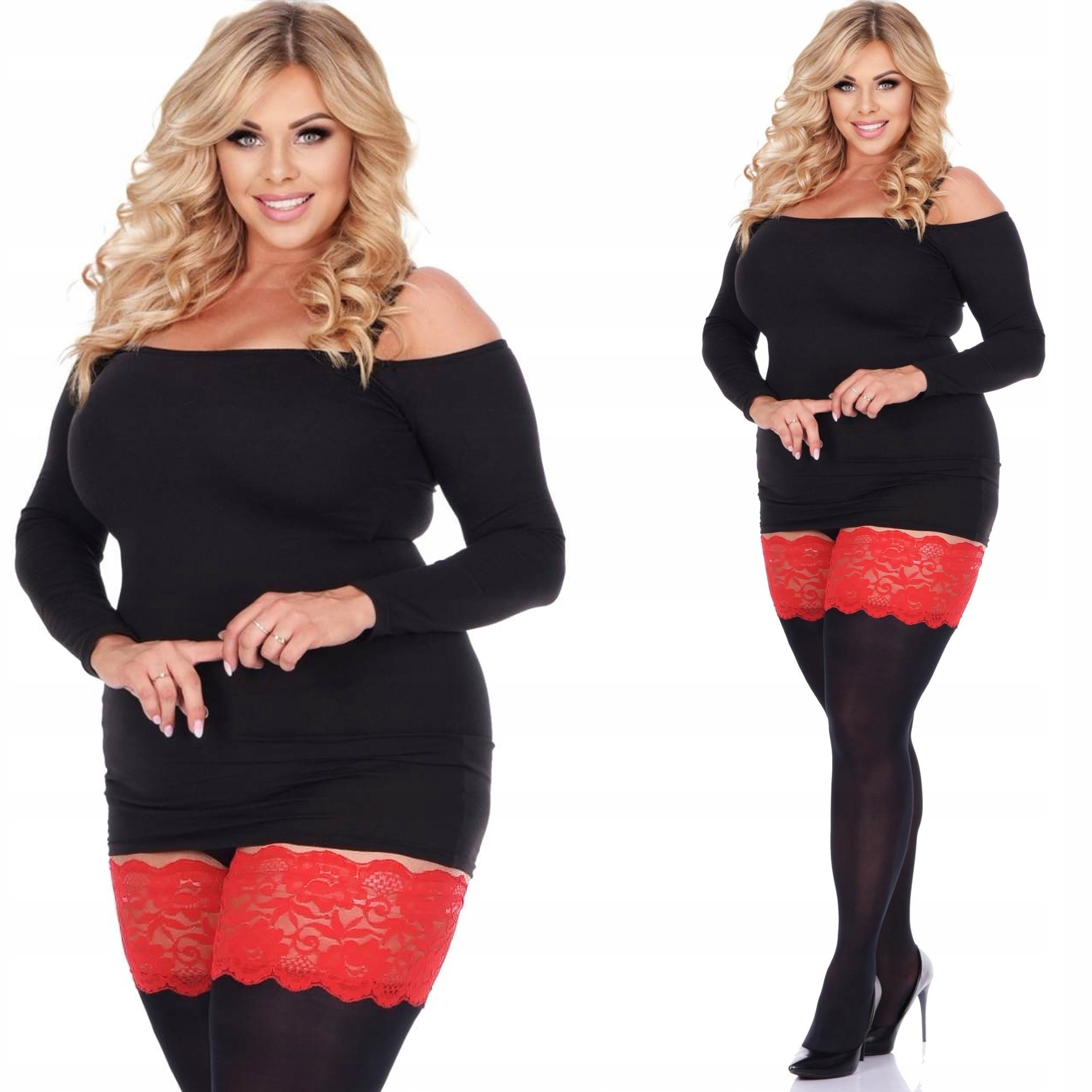 Pończochy Samonośne VELUR 100 SIZE PLUS koronka 15