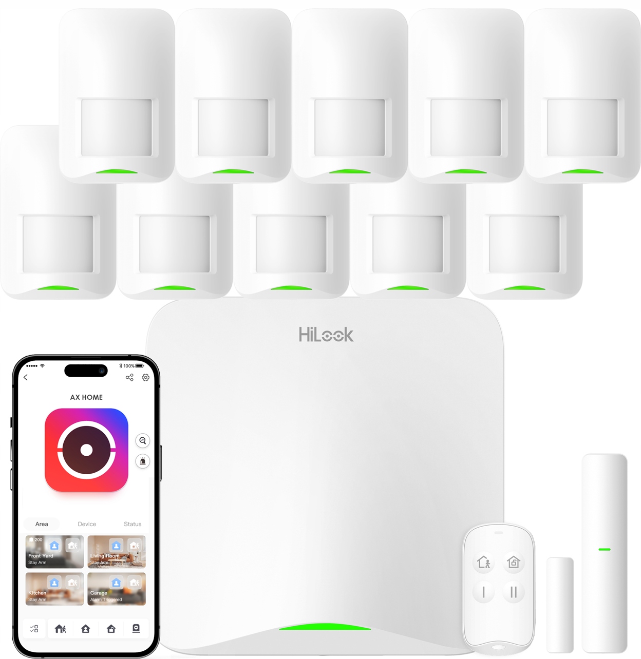 Bezdrôtový alarm WiFi 4G/LTE Sms Ax Home 10 detektorov Pir HiLook Hikvision