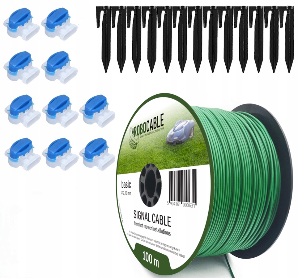 Kabel pro omezení robotické sekačky Sada 100 m Robocable kolíky