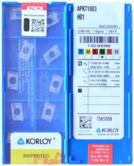 PŁYTKI APKT 1003 H01 ALUMINIUM KORLOY APKT 10