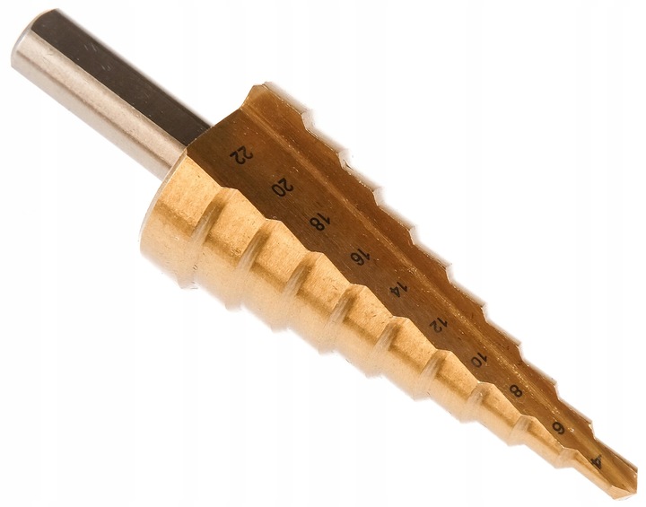 WIERTŁO STOŻKOWE STOPNIOWE STOPNIOWANE CHOINKOWE HSS TYTAN 4-22MM WIERTŁA Marka Vorfal