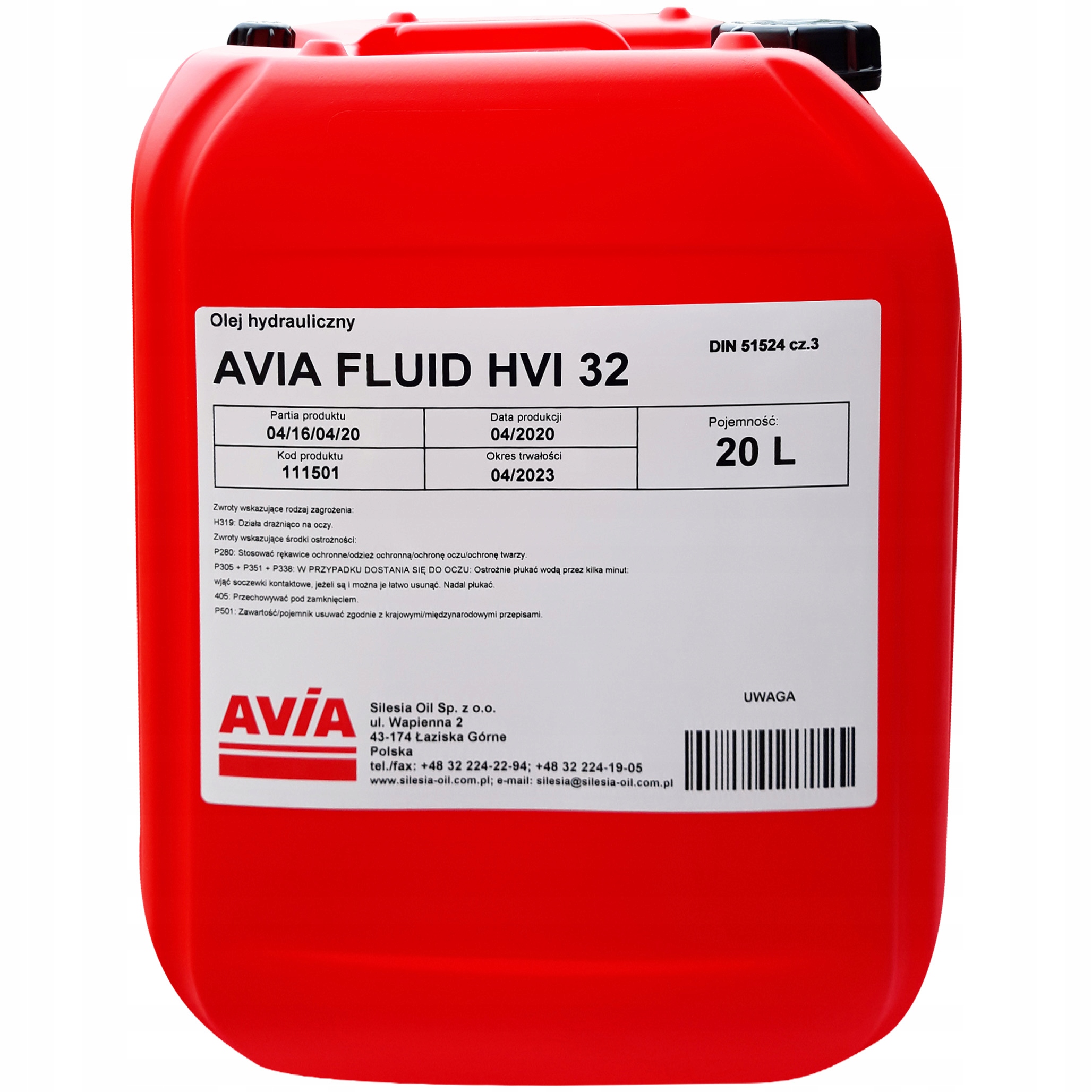 OLEJ HYDRAULICZNY AVIA Fluid HVI 32 - - 20 litrów HV 32
