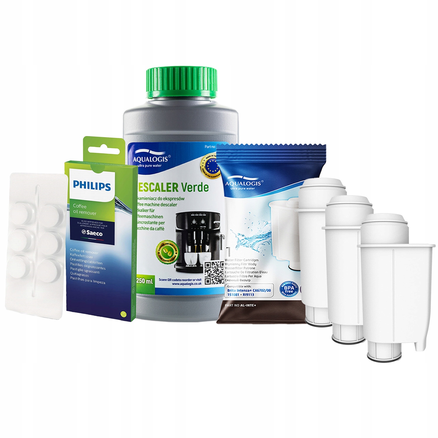 Odvápňovač 250 ml tablety 3 x filtr pro kávovar Saeco AL-Inte+