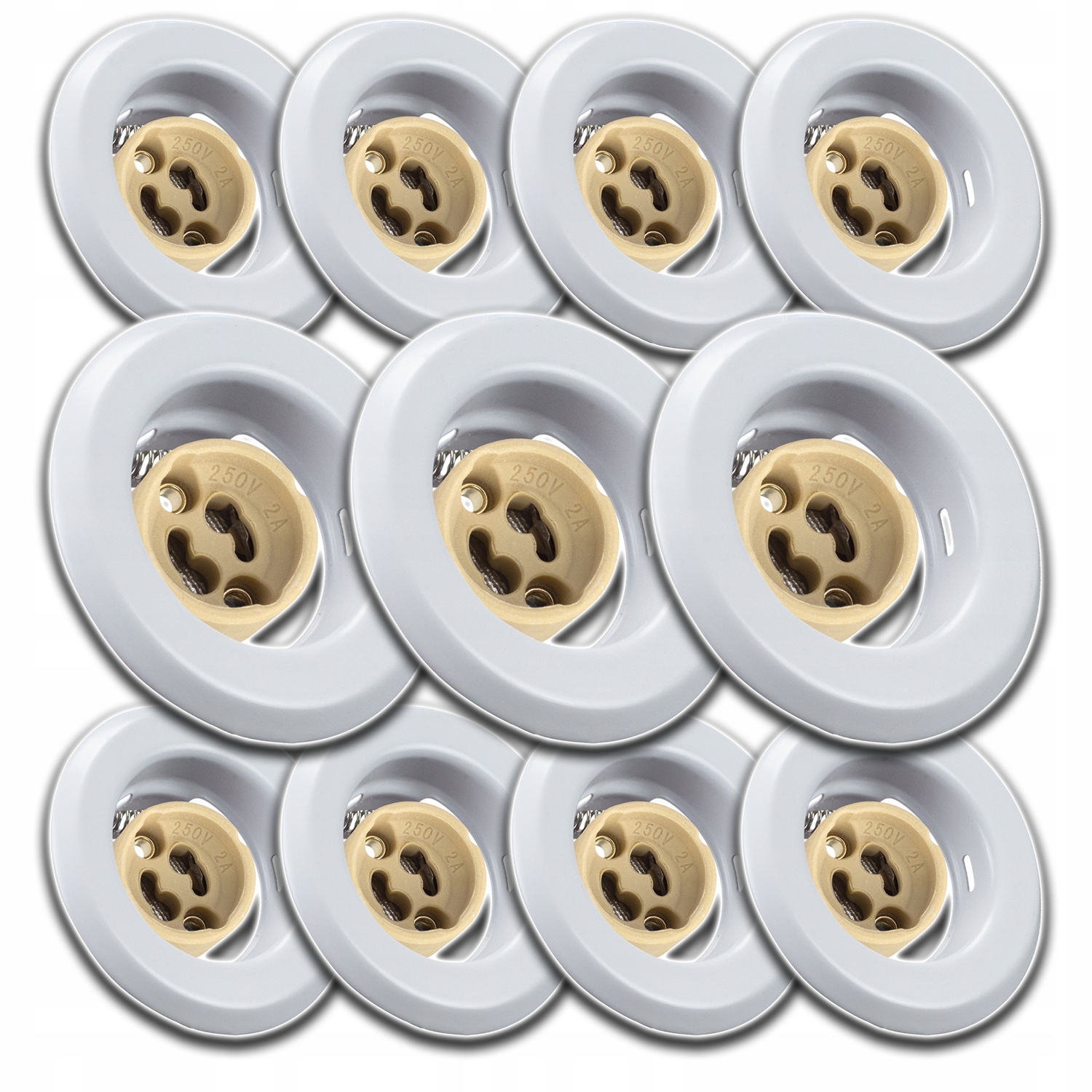 11 x Bílé Kulaté Stropní Svítidlo Halogen Zásuvka Konektor GU10 Pro Žárovku