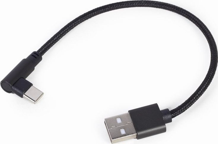 Kabel USB-C USB-A kątowy w oplocie tekstylnym 0,2M do samochodu Gembird