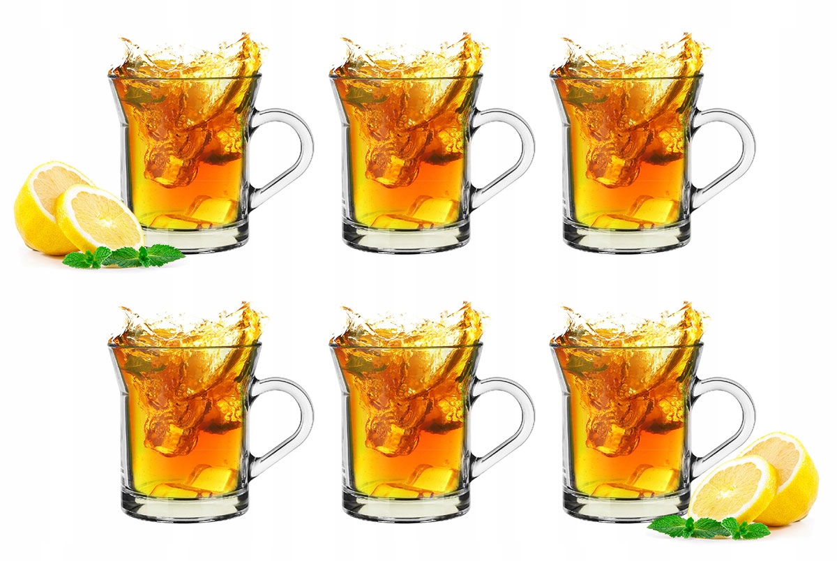 

6x Kubek Szklany Z Uchem, Szklanka Z Uchem 280ml
