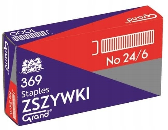 

Zszywki Grand 24/6 opak 1000 sztuk do 25 kartek