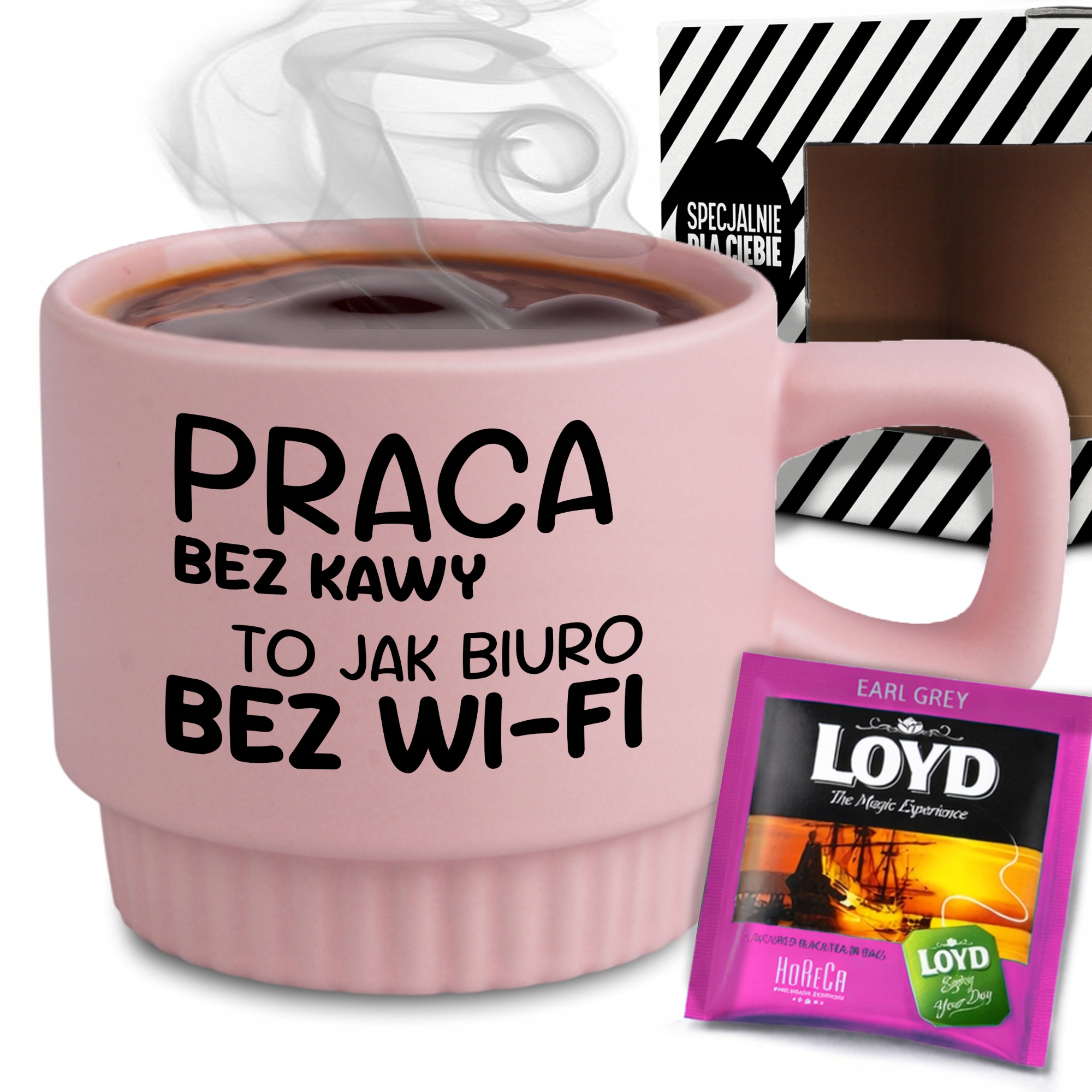 Ryhovaný Hrnček, Sada V Krabici Ružový Čaj, Práca Bez Kávy Ako Darček