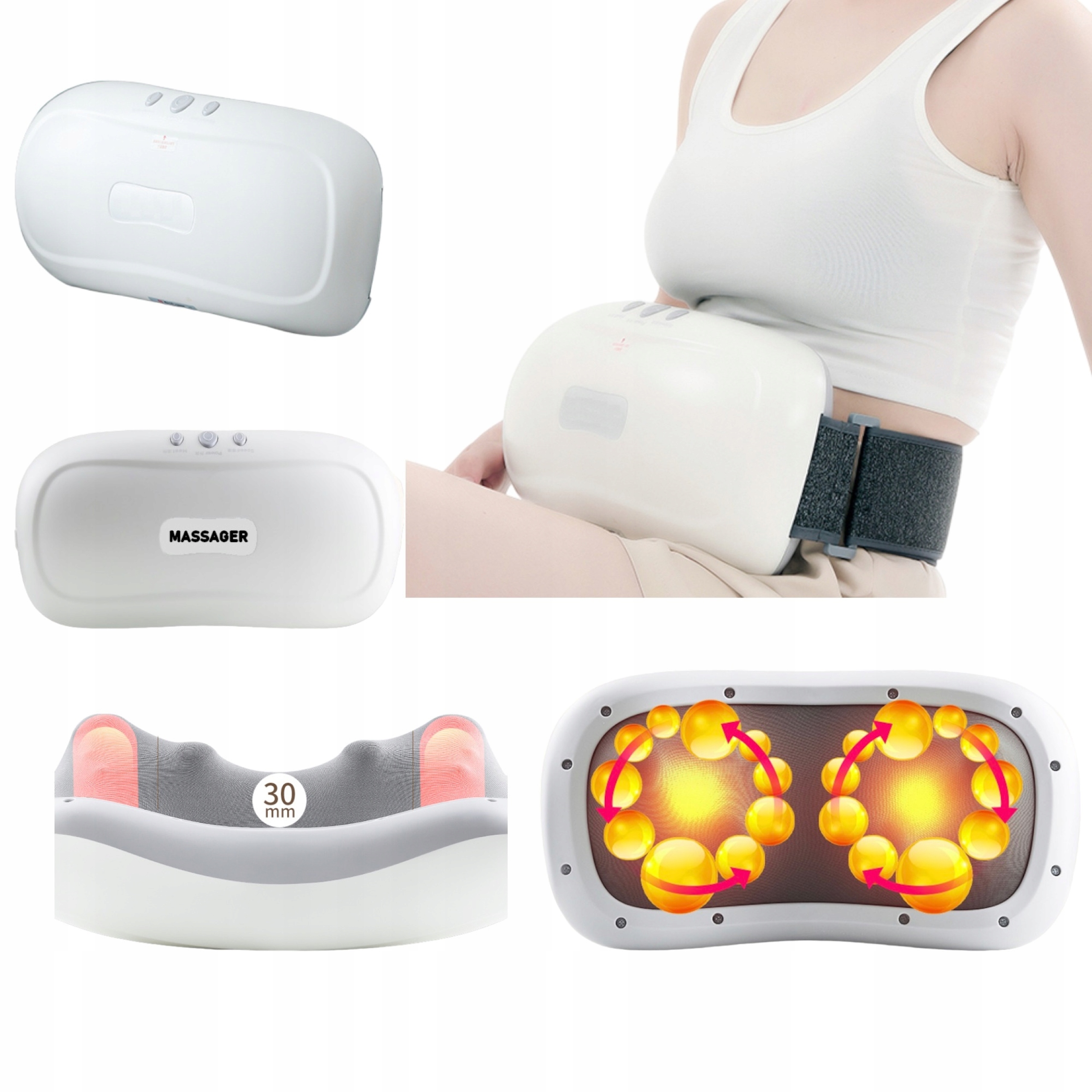 Masážní pás Bezdrátový masážní přístroj na záda a boky těla s vyhříváním pro masáž